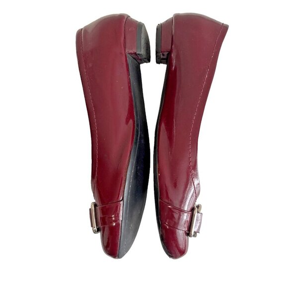 MIU MIU Burgundy Patent Leather Ballet Flats Silver Buckle Accent Women's Sz 40 - Picture 10 of 16